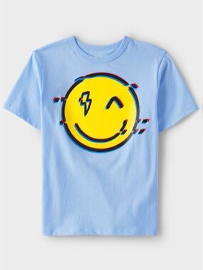 The Children's Place Light Blue Tee with Yellow Smiley Graphic